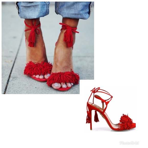 fringe open toe heels